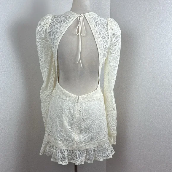 For Love &Lemons Cleo Mini Dress in Ivory Size X-Large NWT - Picture 5 of 10